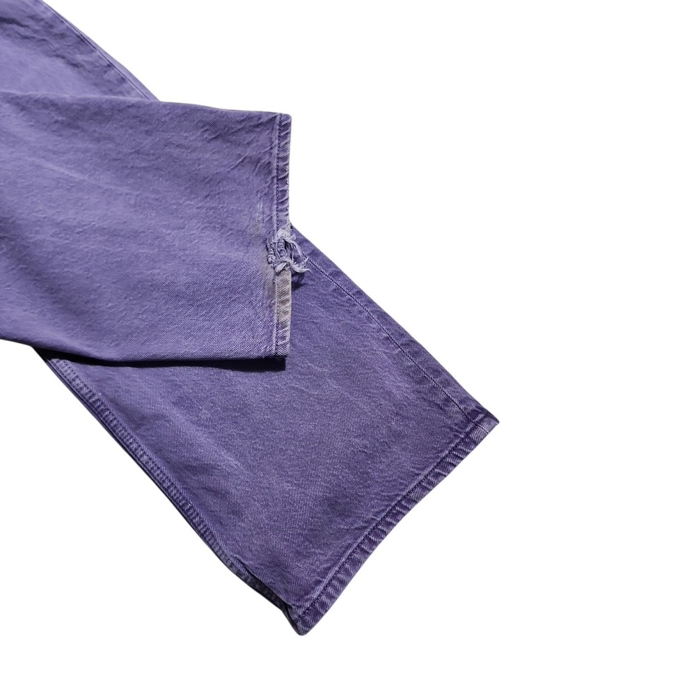 ZARA Purple High Waisted Wide Leg Jeans USA 2 Retro Colorful Denim Pants Boho - Picture 10 of 12